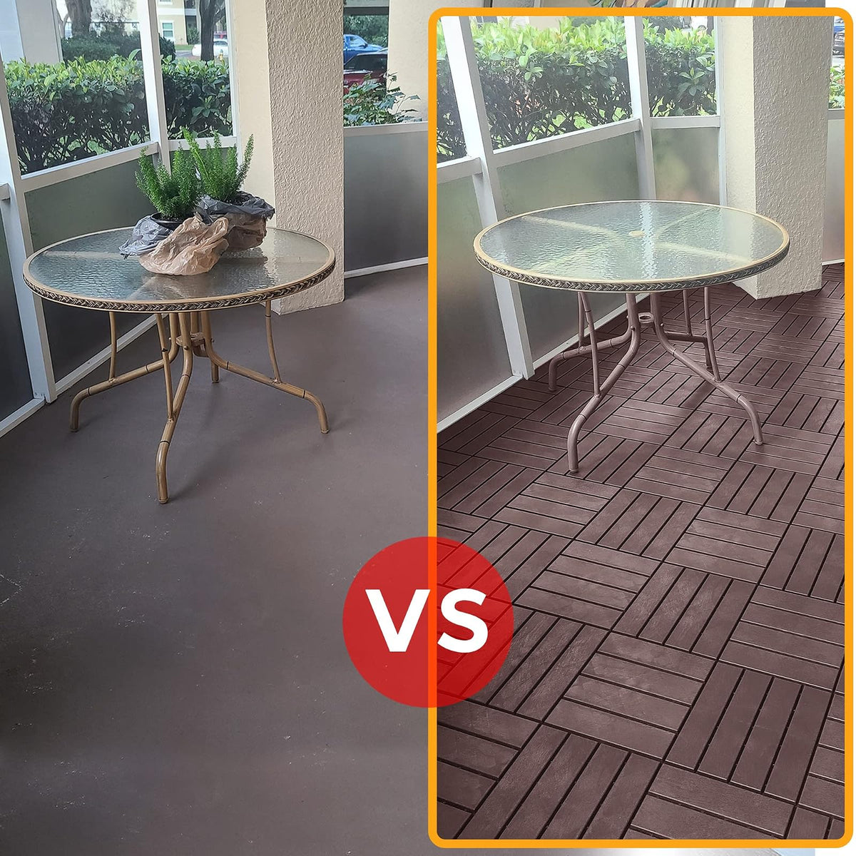 ASTEROUTDOOR - Azulejos entrelazados de plástico impermeable para exteriores, 12 x 12 pulgadas, para patio, jardín, terraza, piscina, interior, exterior, 27 piezas, café