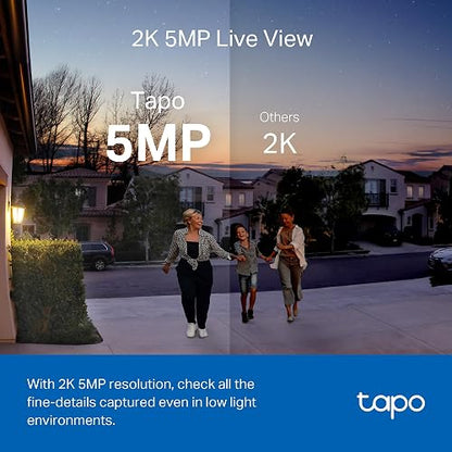 TP-Link Tapo Timbre de Video sin Cable con hub, visión Nocturna de Color de 2K 5MP, batería de hasta 180 días, Audio de 2 vías, Respuesta rápida, Vista de Cabeza a pie, Funciona con Alexa y Google