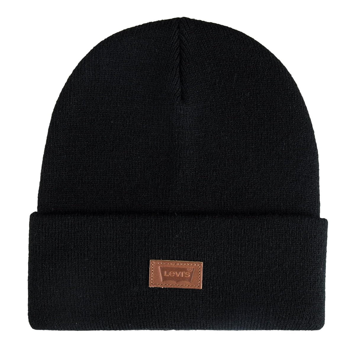 Levi'S All Season Comfy Leather Logo Patch Cuffed Hero Beanie Hat BoinaUnisex Adulto - Talla Única - Negro - Bronceado
