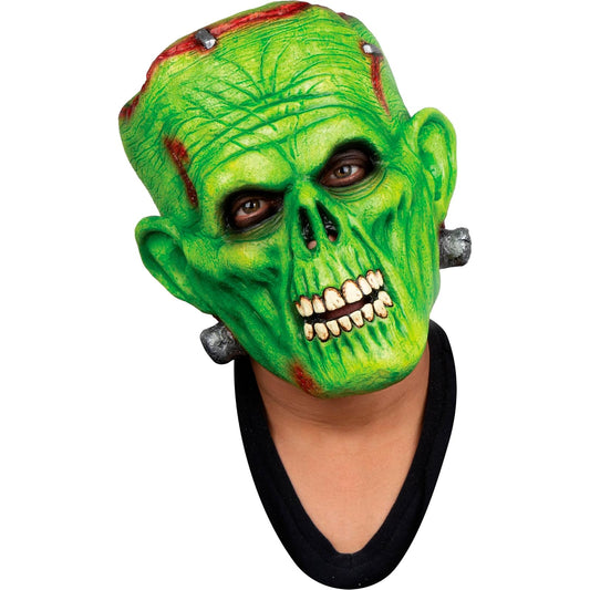 REV Frankenstein Monstruo Verde Máscara Latex | Máscara de Terror con Tornillos, Cicatrices y Dientes | Accesorio Cosplay Adulto Talla M Color Verde