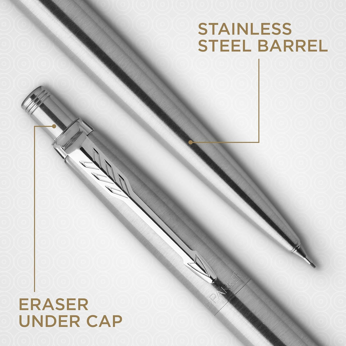 Parker Jotter Duo Juego de regalo con bolígrafo y lápiz mecánico (0,5 mm) | Acero inoxidable con ribete chapado en cromo | Recambio de tinta azul