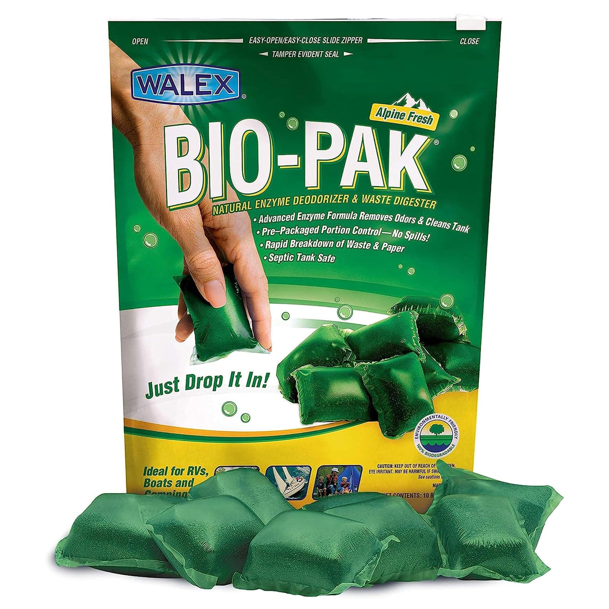 Walex Bio-Pak RV - Tratamiento de tanque negro - Licua residuos - Paquete | Tratamiento de inodoro para caravana; descompone los residuos y cualquier papel higiénico; evita obstrucciones; controla los