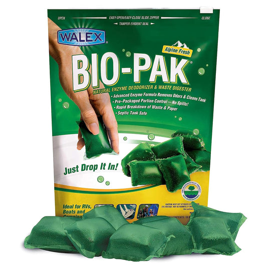 Walex Bio-Pak RV - Tratamiento de tanque negro - Licua residuos - Paquete | Tratamiento de inodoro para caravana; descompone los residuos y cualquier papel higiénico; evita obstrucciones; controla los