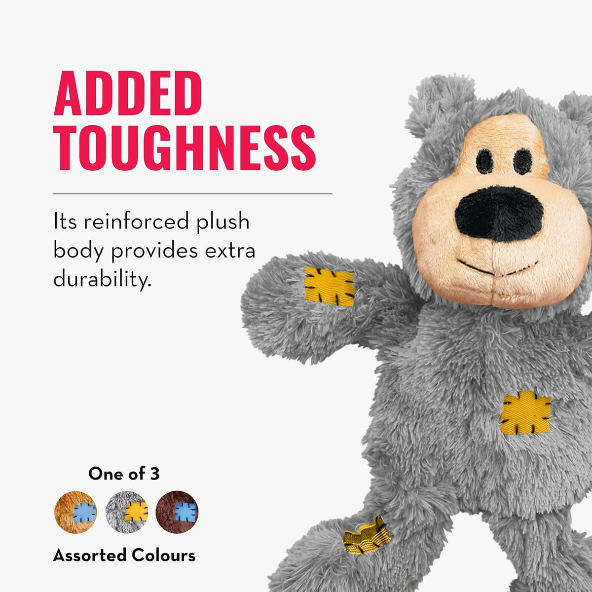 KONG - Oso de peluche Wild Knots, color Multicolor, Chico/Mediano