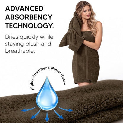 Chakir Turkish Linens - Toallas turcas absorbentes de algodón Premium (Toalla de baño, Juego de 4, Cacao)