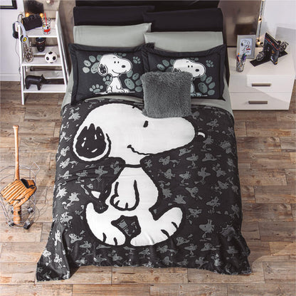 Colchas Concord Cobertor Pachi Flannel, Color Negro/Gris, 100% Poliéster, Tamaño Matrimonial, Manta Cálida y Suave para Cama, Ideal para Invierno, 1 Pieza