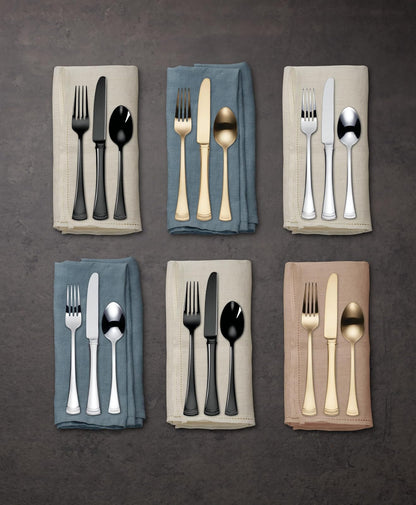Lenox Cubiertos Portola Gold 20 Piezas para 4 Comensales, Acero Inoxidable 18/10, Acabado Dorado Satinado