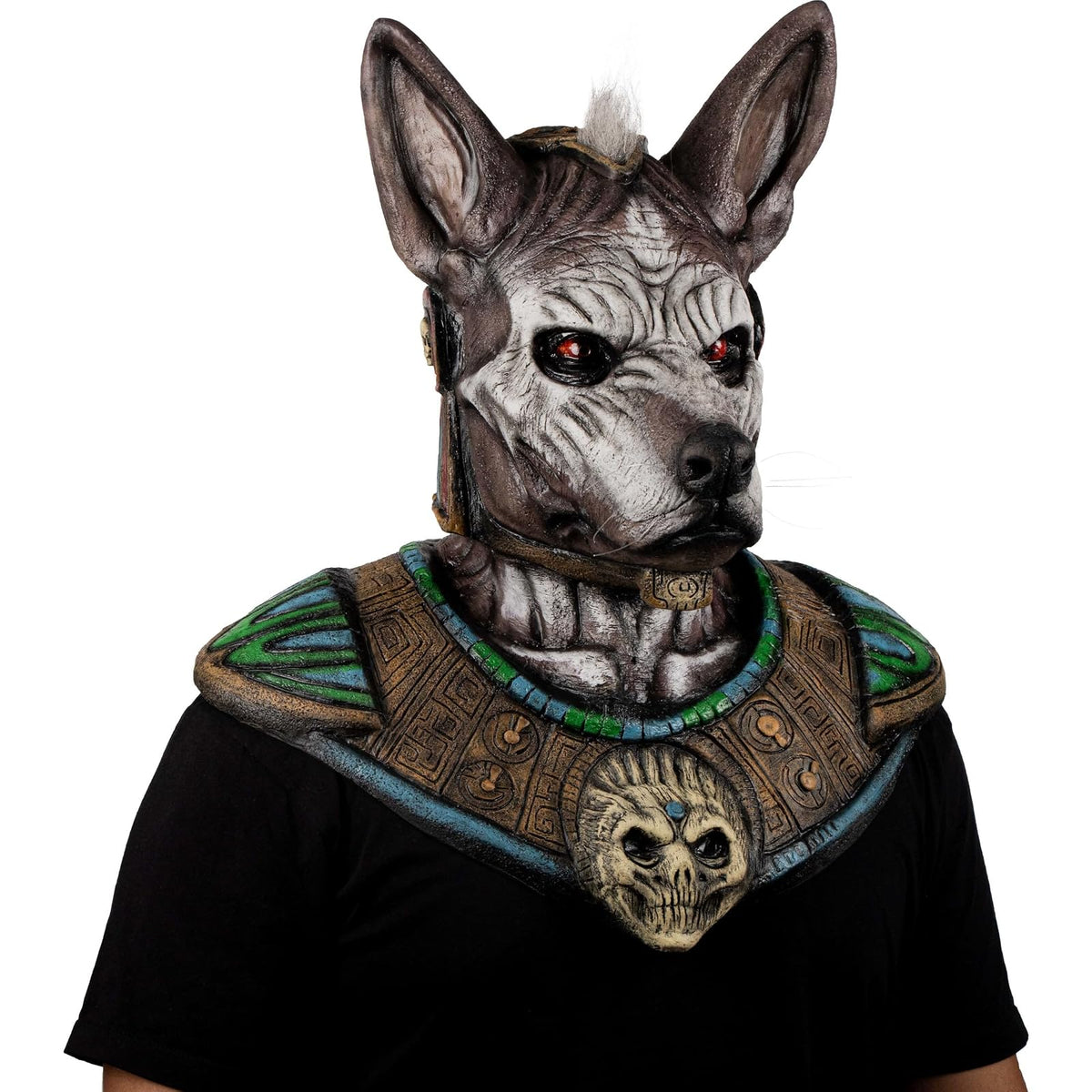 Ghoulish Productions Xolotl Máscara de Látex con Pecho | Inspirada en Dios Azteca Guardián de los Muertos | Detallado Pintado a Mano para Halloween Cosplay | Marrón Talla M