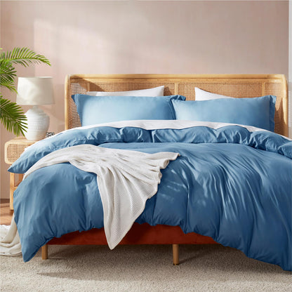 Nestl Bedding Juego de Funda para Edredón 3 Piezas, Microfibra - Celeste - Queen