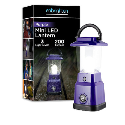 Enbrighten LED Mini Camping Lantern, Battery alimentada, 200 lúmenes, 40 horas de ejecución, 3 modos, luz nocturna para niños, ideal para caminar, aire libre, emergencia, nieve, huracanes