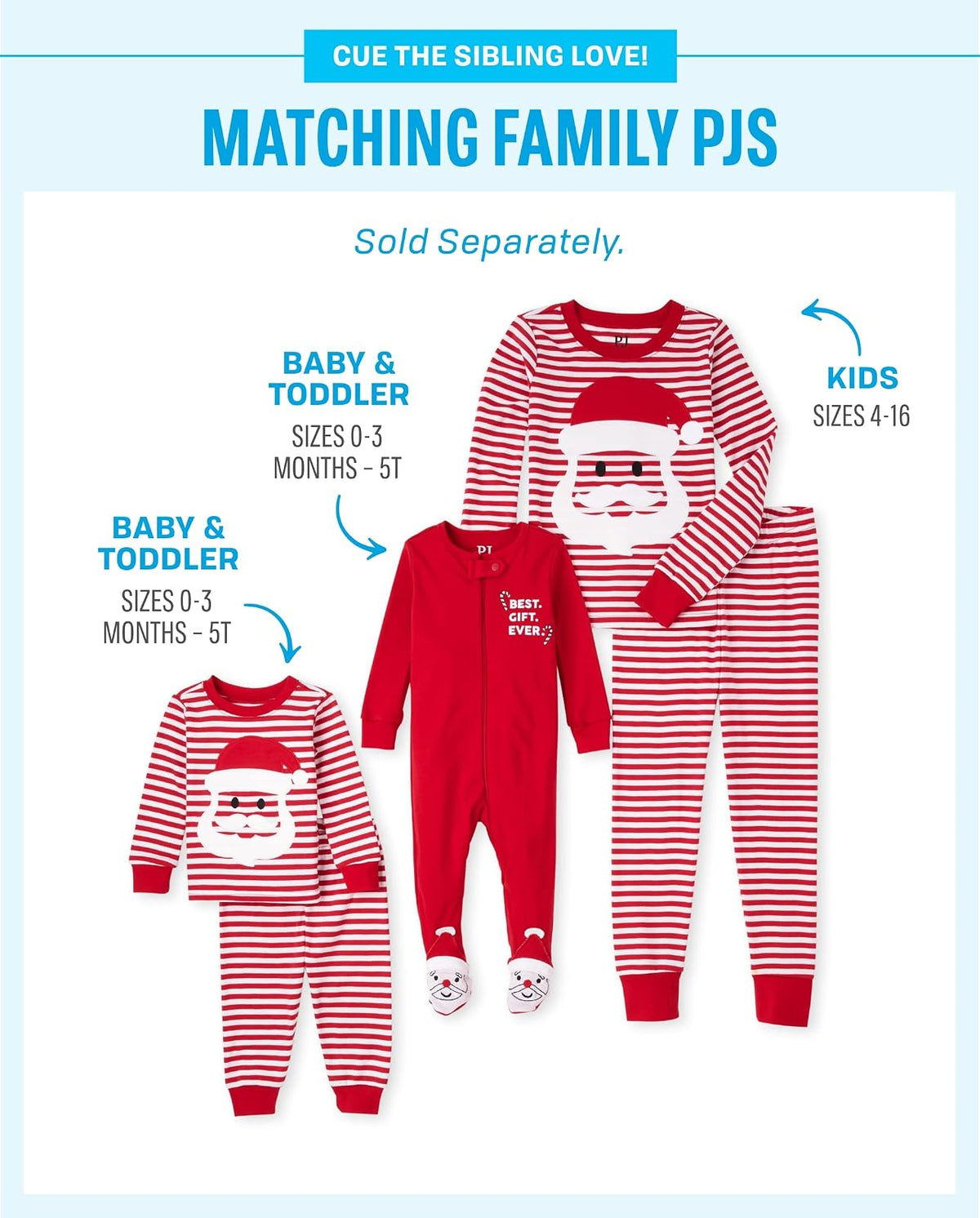 The Children's Place and Kids, Sibling Matching, Christmas Pajama Sets, Fleece Durmientes para bebés y niños pequeños bebés niñas