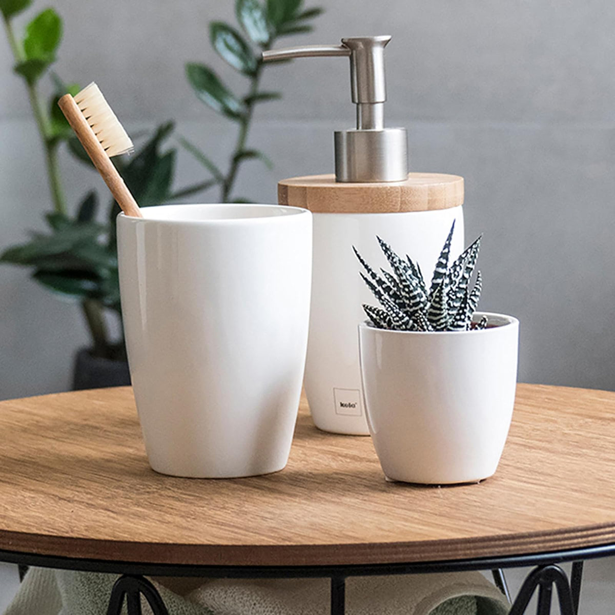 Kela Natura 18588 Toothbrush Beaker Ceramic White