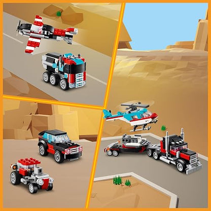 LEGO Creator Camión Plataforma con Helicóptero Set 3en1 con vehículos de Juguete 31146