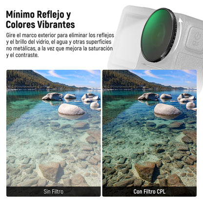 NEEWER Kit de Filtro ND Compatible con dji Osmo Action 5 Pro/4, Variable ND8-32 (3-5 Paradas) + CPL + Filtro de Niebla Negra 1/4 para Filtro de Efecto Cinematográfico de Niebla,FL-52