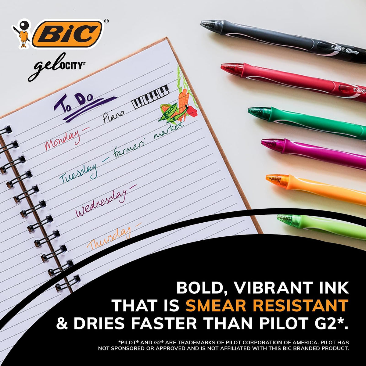 BIC Gelocity - Bolígrafos de gel de secado rápido con temática oceánica, punta media (0.7 mm), juego de 8 bolígrafos de gel de colores para tomar notas y escribir diarios