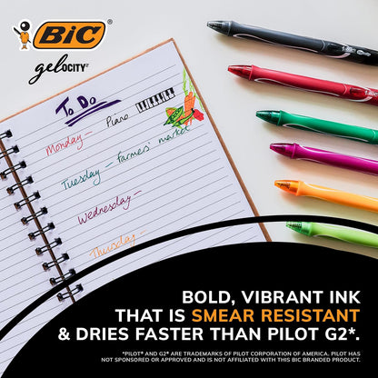 BIC Gelocity - Bolígrafos de gel de secado rápido con temática oceánica, punta media (0.7 mm), juego de 8 bolígrafos de gel de colores para tomar notas y escribir diarios