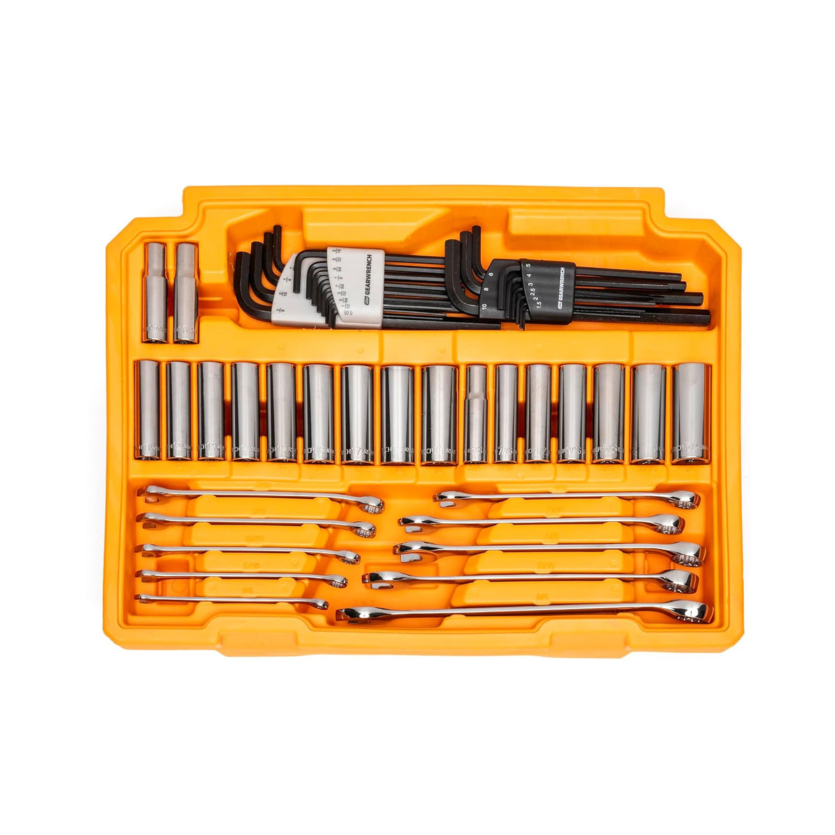 GEARWRENCH Juego de herramientas para mecánica en caja de almacenamiento con 3 cajones, 232 piezas, guías de 0.6 cm y 1 cm, métrico/SAE | GW72LLCBMTS
