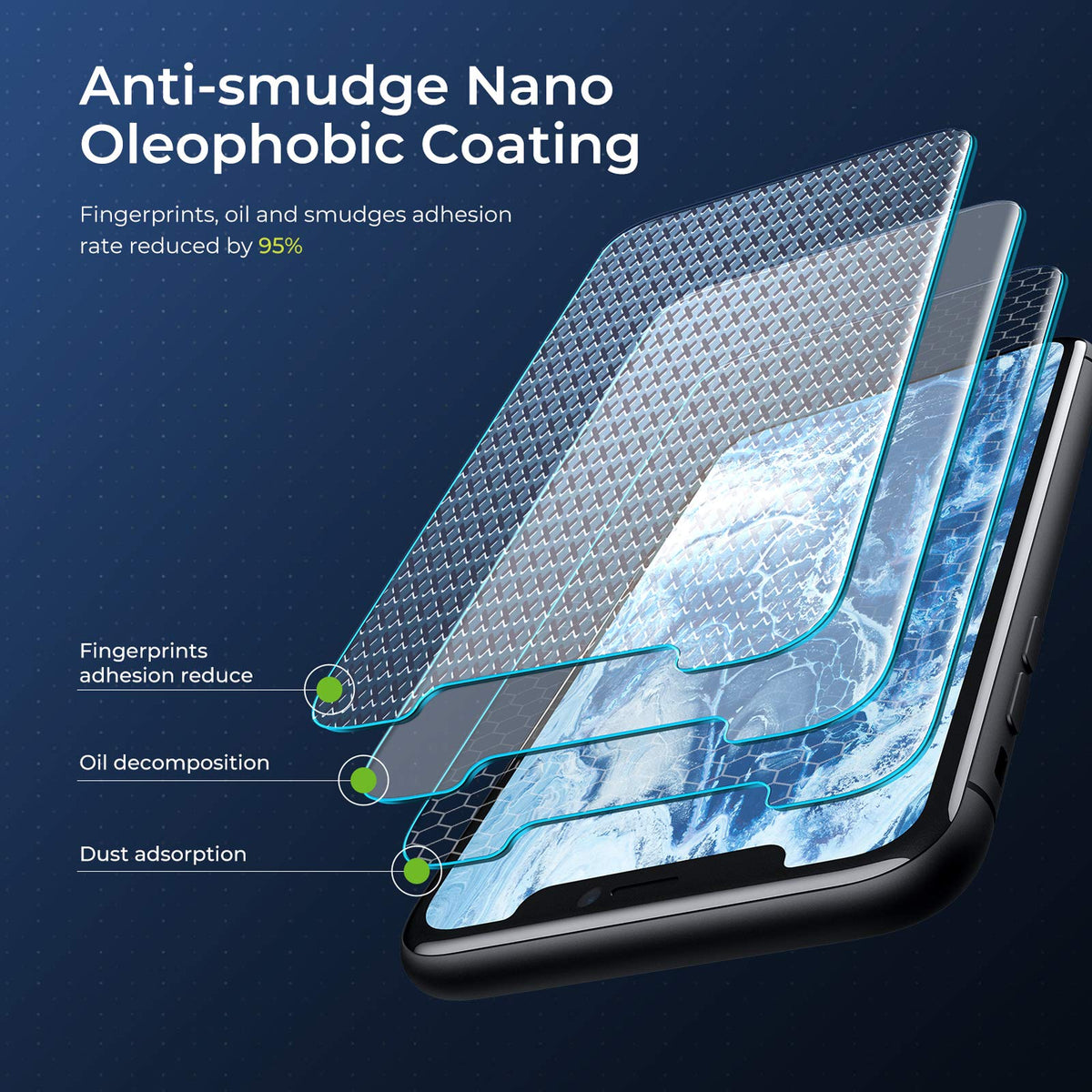 ORIbox - Protector de visualización de vidrio para iPhone 11 Pro y iPhone X/Xs, 3 paquetes de protectores de visualización de vidrio templado HD antiarañazos