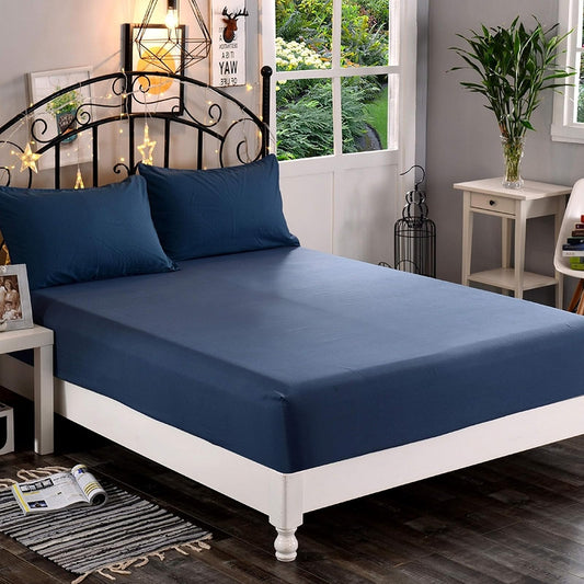 Elegant Comfort - Sábana Bajera Ajustable con Bolsillo Profundo de hasta 40,6 cm, Resistente a Las Arrugas y a la decoloración, Moderno, Azul Marino, California King, 1