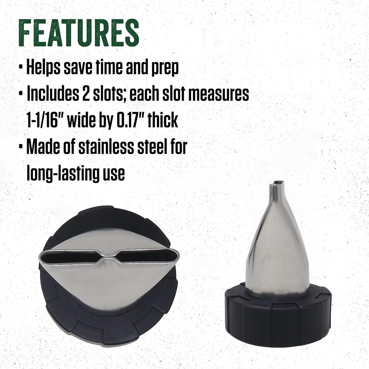 LEM Products Jerky Cannon and Gun Boquilla doble ceca, 2 ranuras Jerky, acero inoxidable