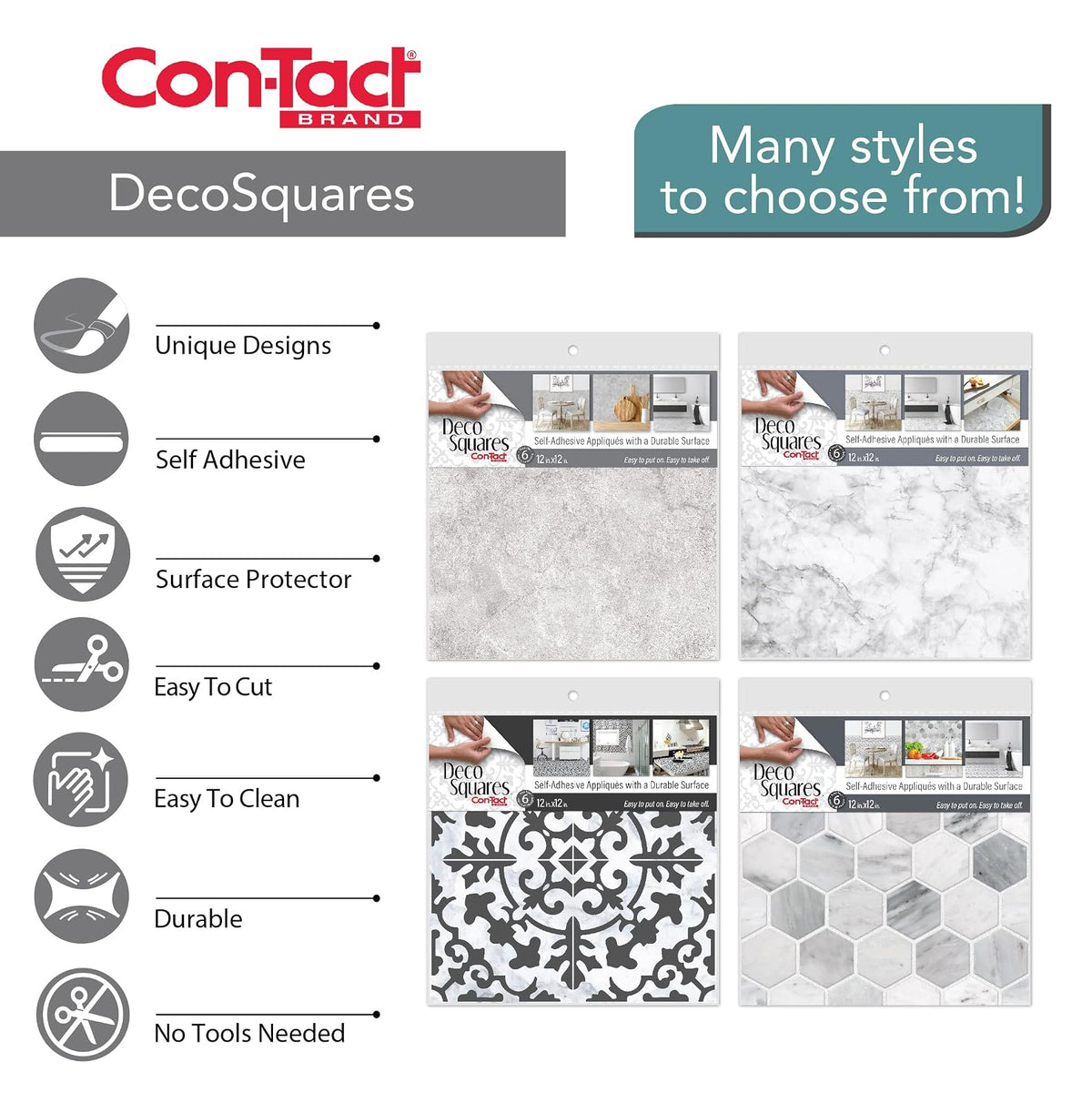 Con-Tact Brand Adorn FLRA-12N022-06 Adhesive Decorative and Removable Vinyl Floor, Flower Fields, Set of 6-12”x12” Tiles