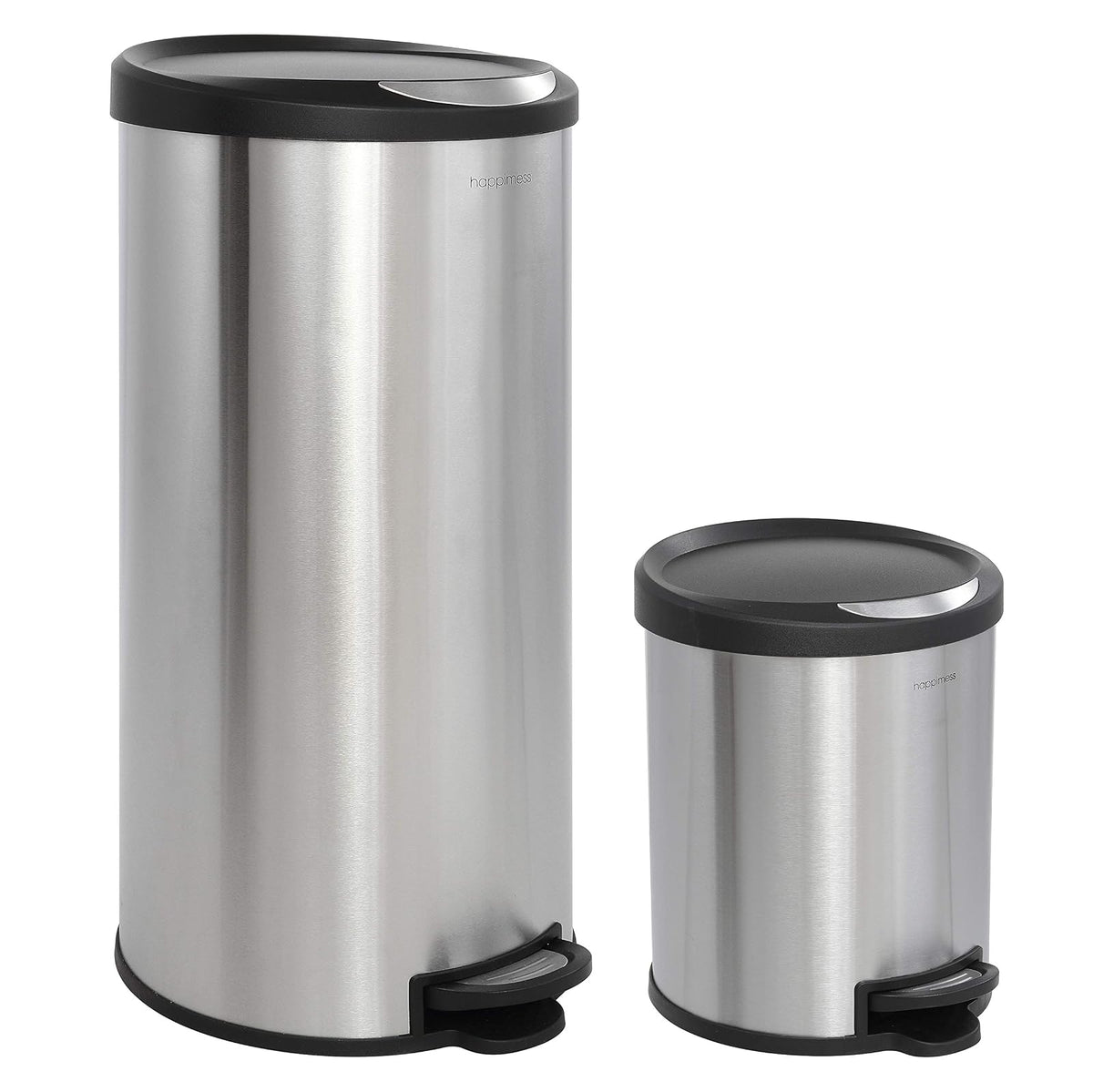 happimess HPM1001A Oscar - Bote de Basura Redondo de 8 galones Abierto con Mini Bote de Basura Gratuito, Moderno, a Prueba de Huellas Dactilares para el hogar, la Cocina, la Oficina, Grande: 7.9