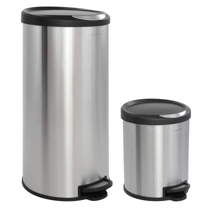 happimess HPM1001A Oscar - Bote de Basura Redondo de 8 galones Abierto con Mini Bote de Basura Gratuito, Moderno, a Prueba de Huellas Dactilares para el hogar, la Cocina, la Oficina, Grande: 7.9