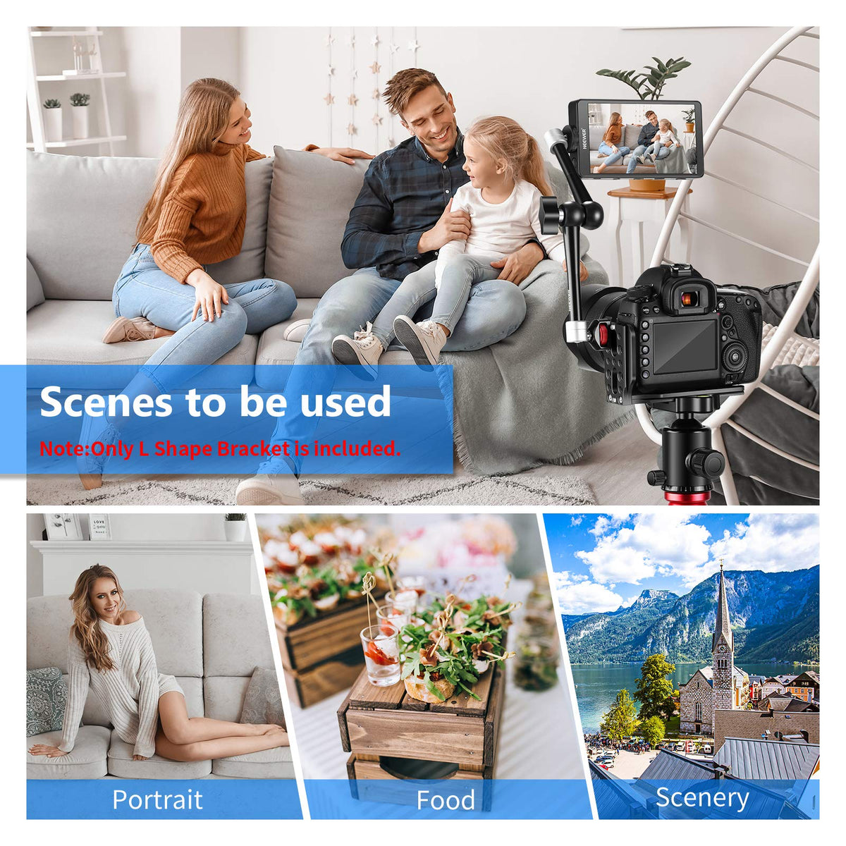 NEEWER Soporte en Forma de L Zapata Rápida Placa QR Cámara de Disparo Vertical Soporte en L con Tornillo 1/4 Pulgada Arca Swiss Compatible con dji Osmo Ronin Zhiyun Canon(Negro)