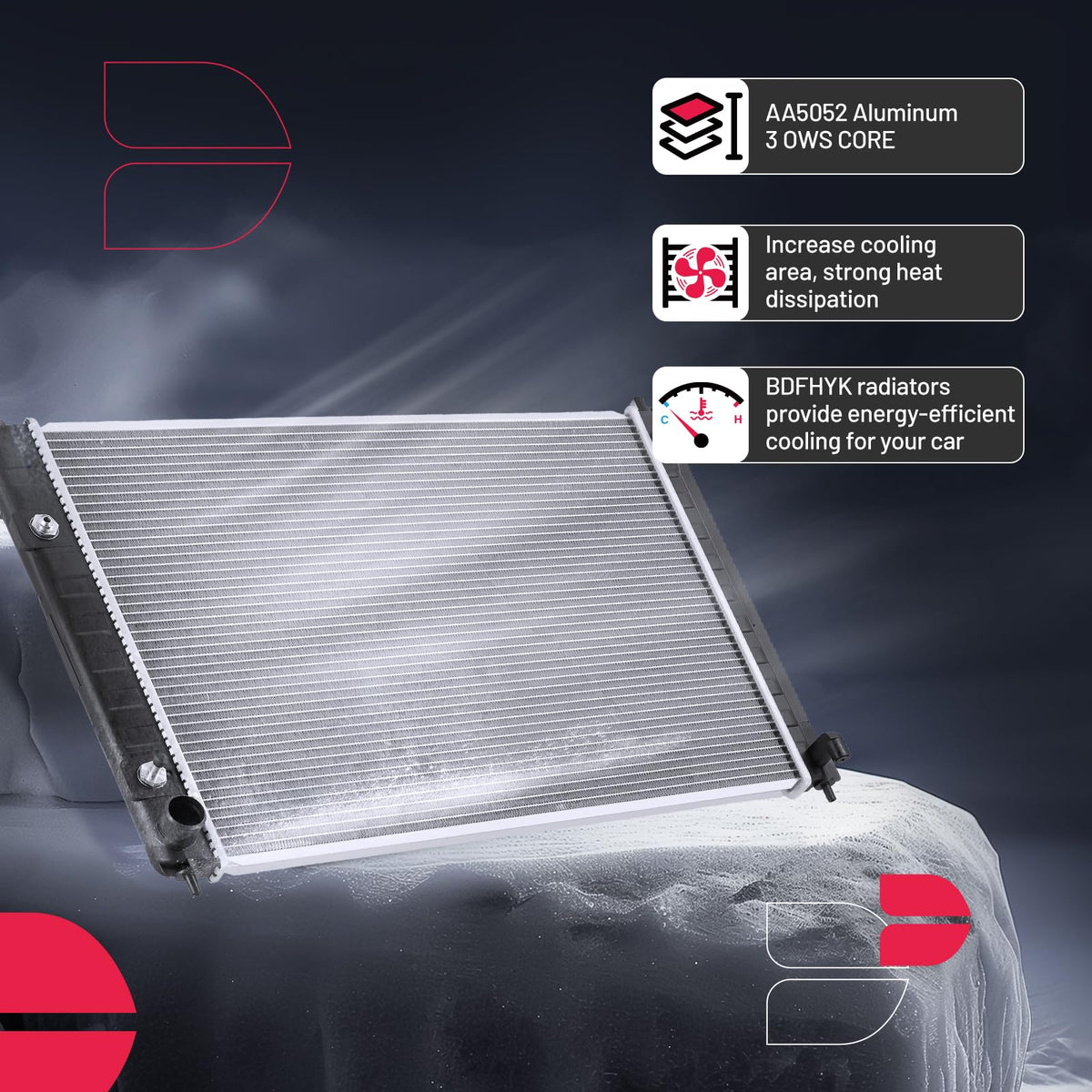 BDFHYK CU13039 Radiador de aluminio para Nissan Murano 08-14, Quest 11-17 | Reemplazo de refrigeración del motor de 3.5L; núcleo de 16 mm / 0.63 in