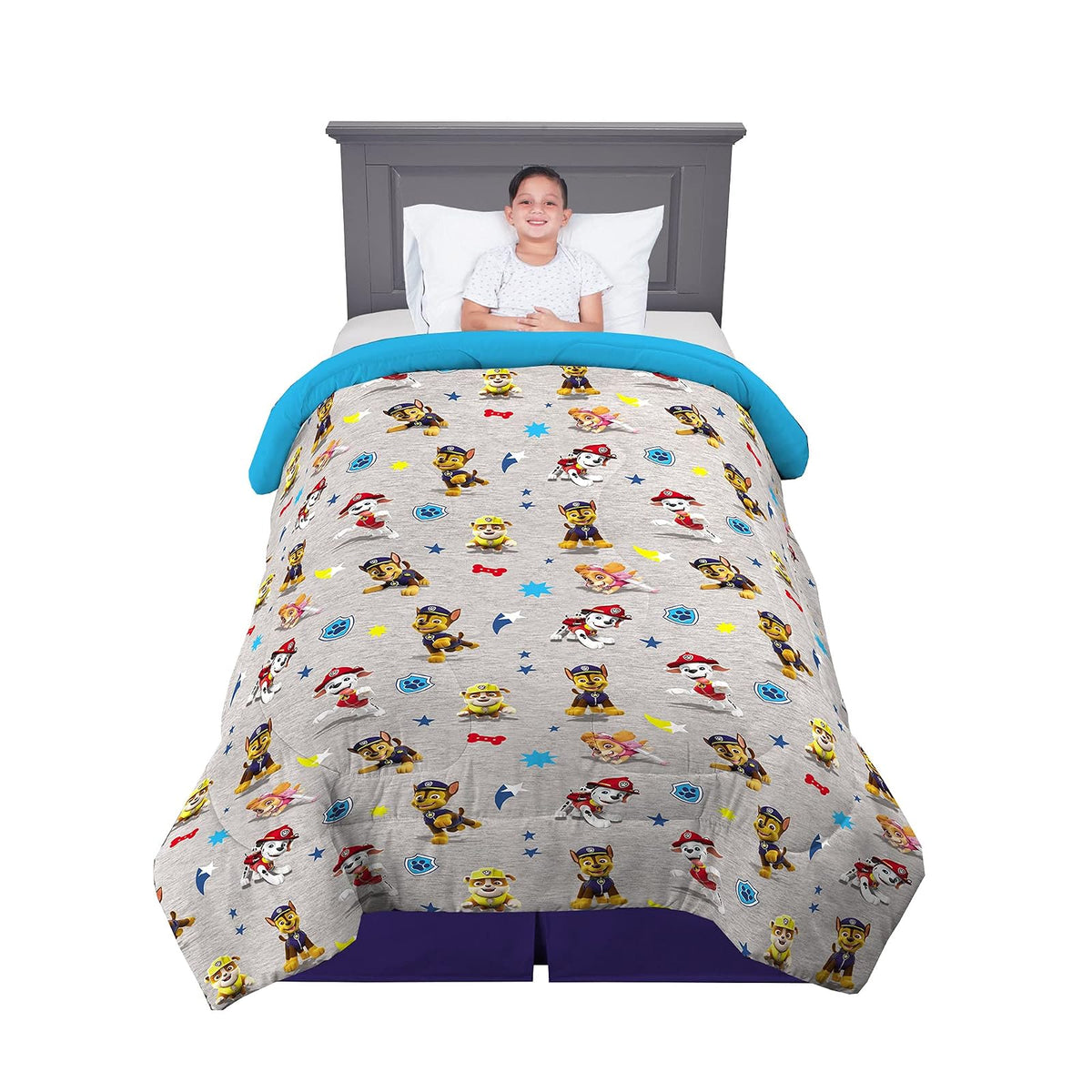 Franco Kids Bedding Edredón Reversible de Microfibra súper Suave, tamaño Individual/matrimonial, Patrulla Canina