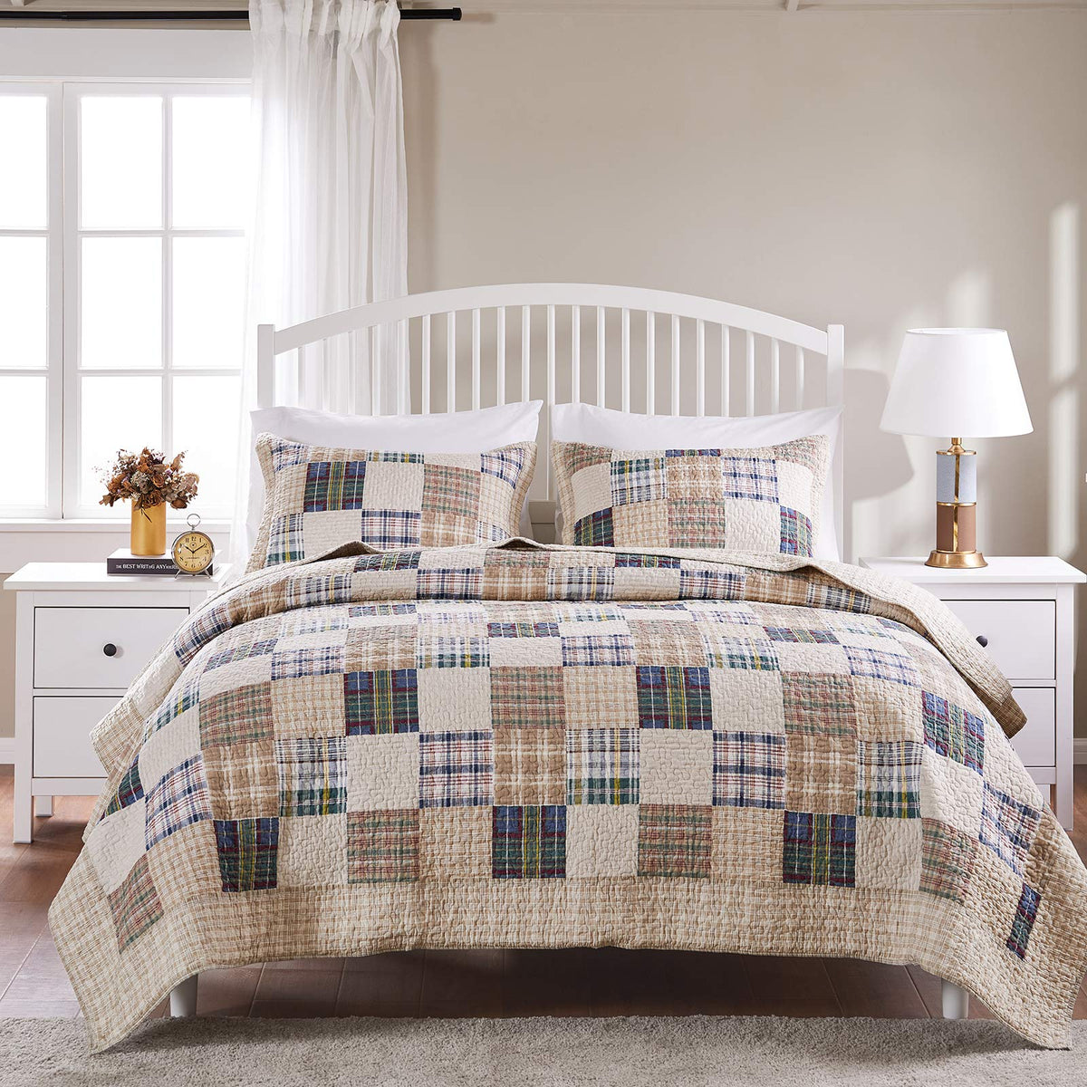 Greenland Home GL-1304EMSK 3 Piece Oxford Quilt Set, King Size, Multicolor