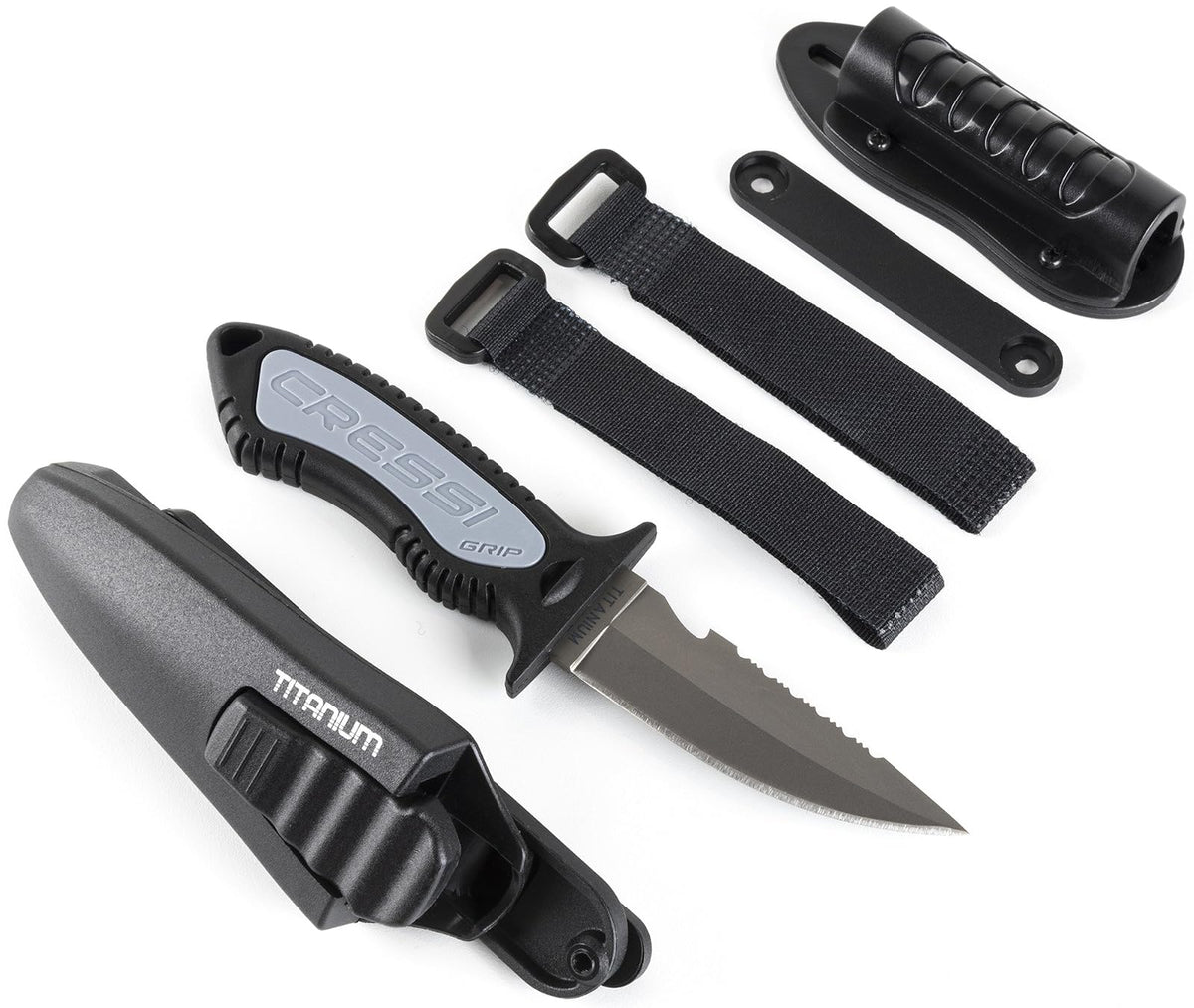 Cressi Versatile Diving Knife for Scuba, Snorkeling, Spearfishing | The Grip - Titanio
