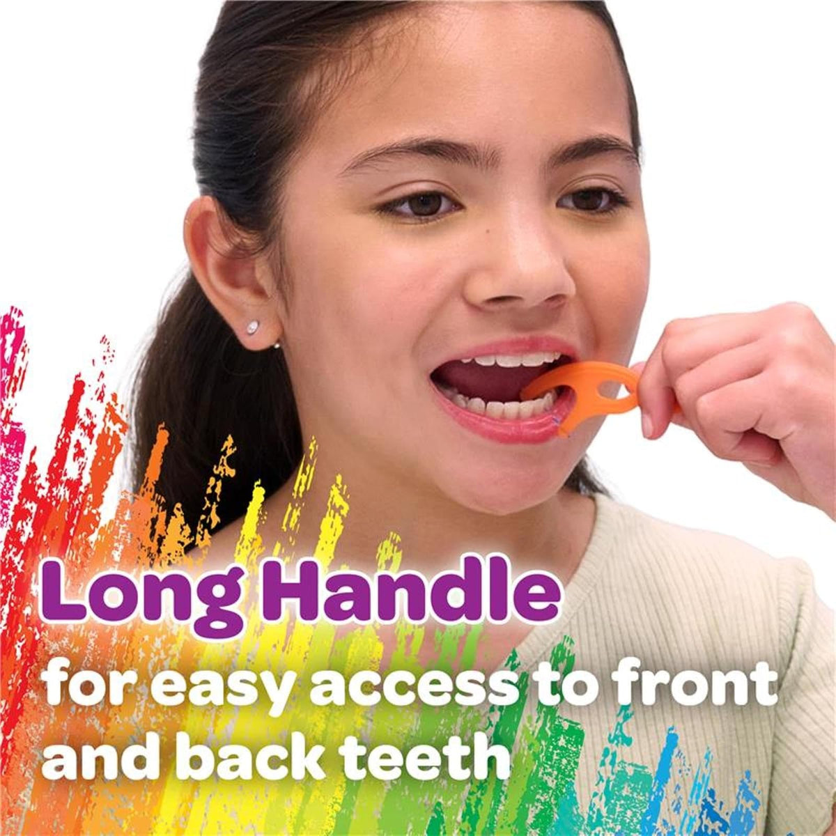 GUM Crayola Twistables Flossers Niños Fluoruro 90 U | Sandía, uva, manzana, 3 sabores, fluoruro, mango ergonómico