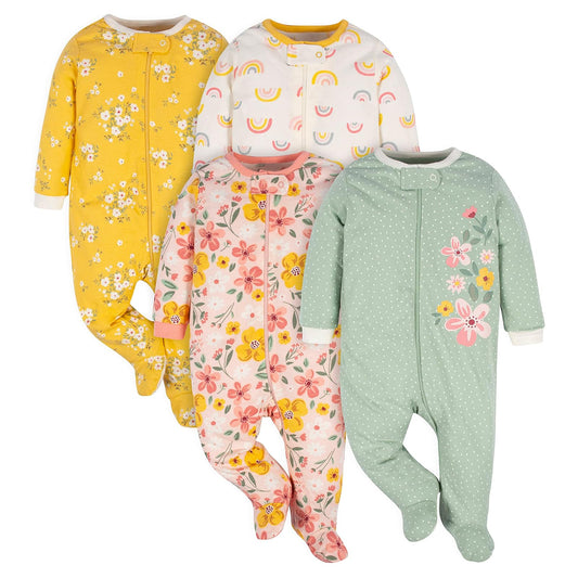 Gerber 4 Pack Sleep 'N Play Footie Dormidores para bebés y niños pequeños bebés niñas