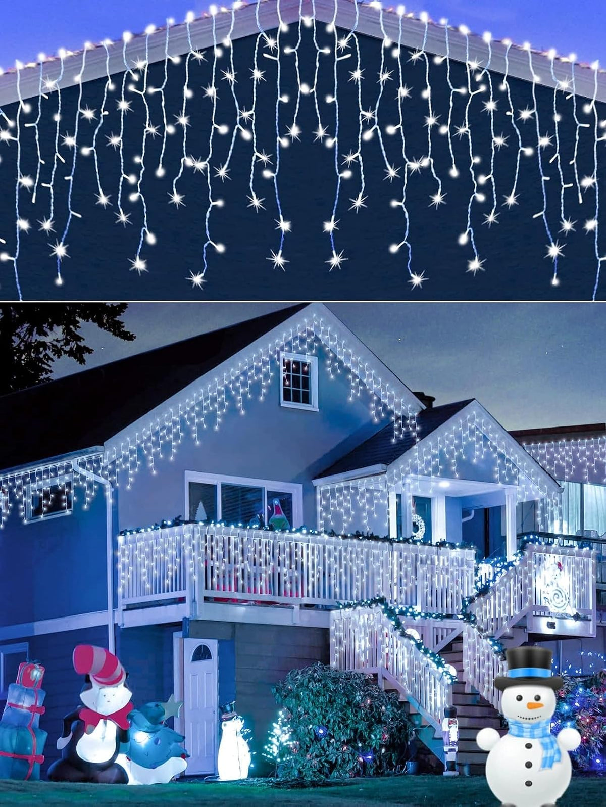 DOSYU Cortina de Luces LED Cascada Navideña 18 m, 1000 LED, IP44 - 18M 1000LED - Blanco frío