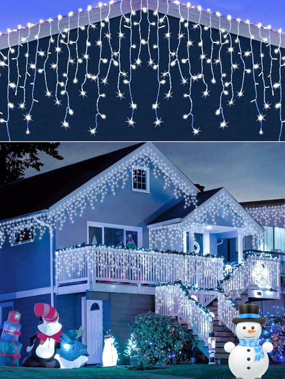 DOSYU Cortina de Luces LED Cascada Navideña 18 m, 1000 LED, IP44 - 18M 1000LED - Blanco frío