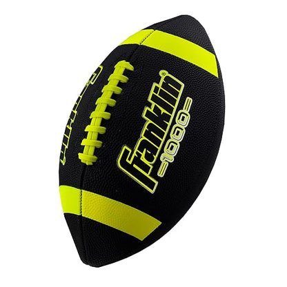 Franklin Sports Youth Football - 1000 Junior Kids Football - Synthetic Leather Youth Junior Football for Kids - Outdoor All-Weather Footballs - Extra Grip Kids Football - 1 Pack - Black + Optic