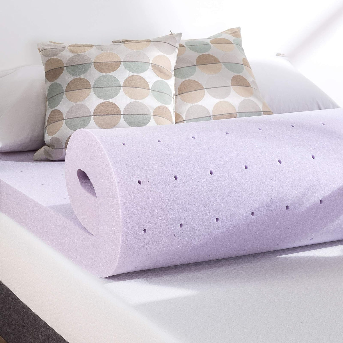 Mellow - Colchón de Espuma viscoelástica ventilada de 4 Pulgadas, infusión de Lavanda calmante, Certificado CertiPUR-US, tamaño Queen