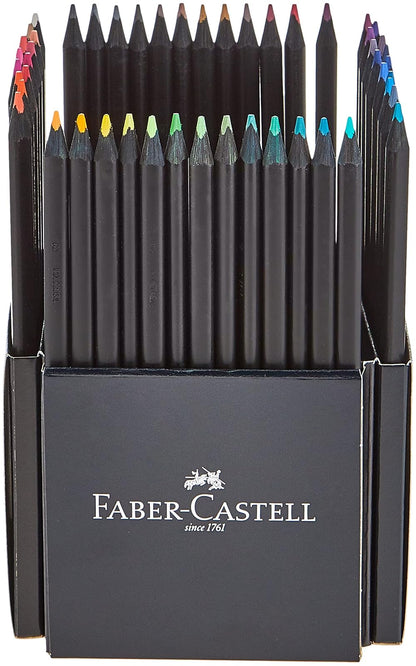 Faber-Castell Colores Supersoft Black Edition con 50 Diferentes Colores, cuenta con una mina supersuave y con una pigmentación fuerte resaltando tonos intensos sobre cualquier tipo de papel