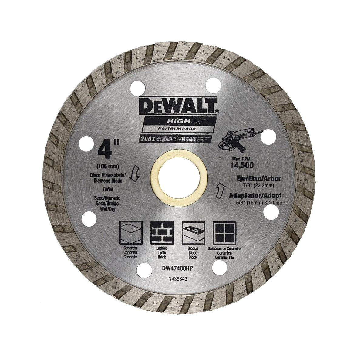 DEWALT DW47400HP Disco Diamantado Turbo 4 x 7/8-5/8 pulg