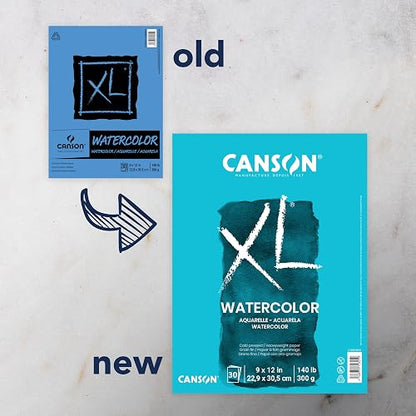Canson - Bloc de acuarela XL, plegable de 9 x 12 pulgadas | Almohadilla plegable, 30 hojas (300 g) para pintura, lápiz, tinta, carbón, pastel, acrílico