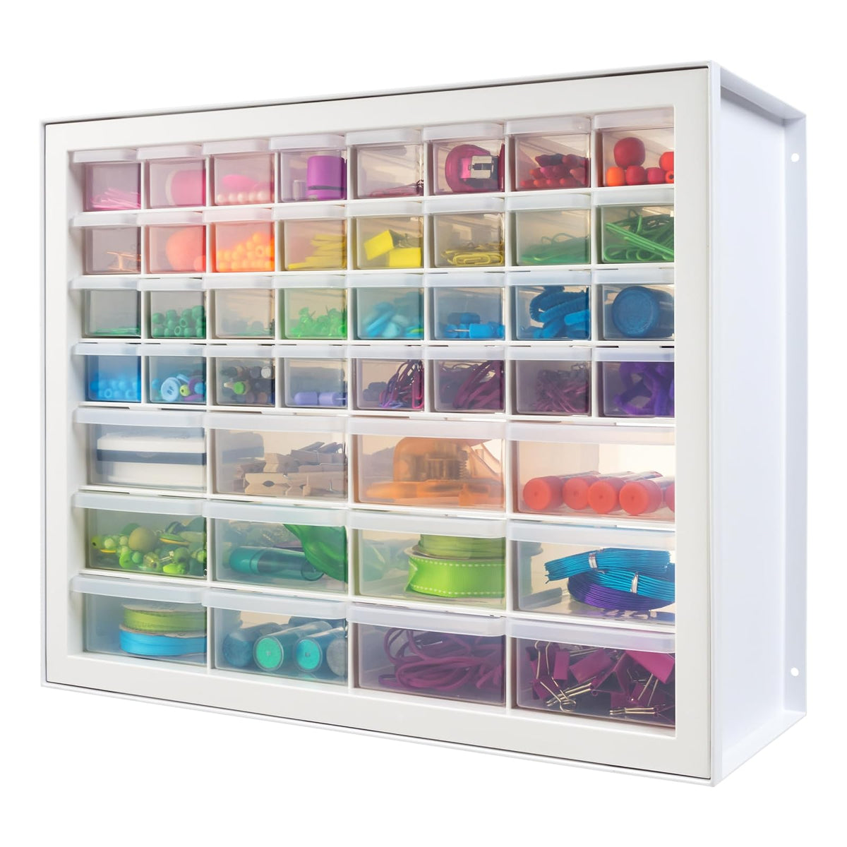 IRIS USA Organizador de Tornillos, Gabinete de 44 Cajones, Almacenamiento de Cajones de Plástico para Manualidades, Piezas Pequeñas, Tuercas y Herramientas, Pasatiempos de Arte de Scrapbook - Blanco