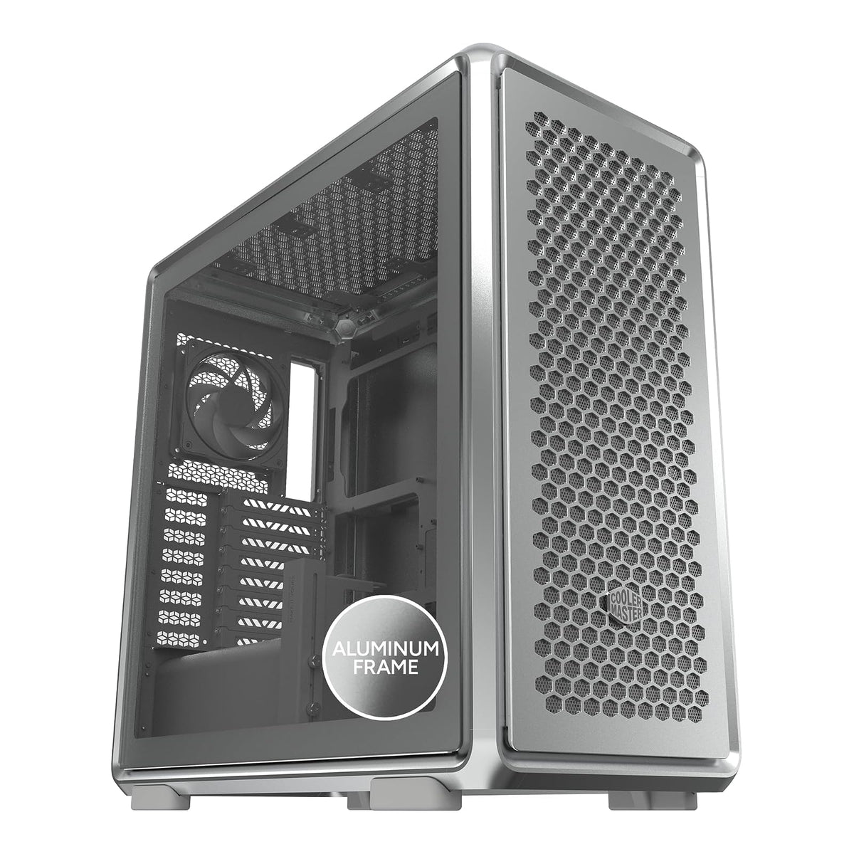 Cooler Master MasterFrame 600 Silver Freeform 2.0 - Half Tower, Paneles Laterales magnéticos, Interior Personalizable, GPU MAX, 410 mm AIO MAX, 420 mm Tipo C, Vidrio MF600-SGNN-S00