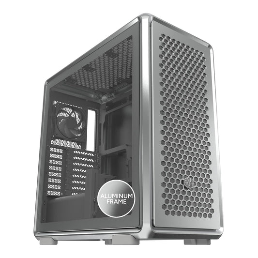 Cooler Master MasterFrame 600 Silver Freeform 2.0 - Half Tower, Paneles Laterales magnéticos, Interior Personalizable, GPU MAX, 410 mm AIO MAX, 420 mm Tipo C, Vidrio MF600-SGNN-S00