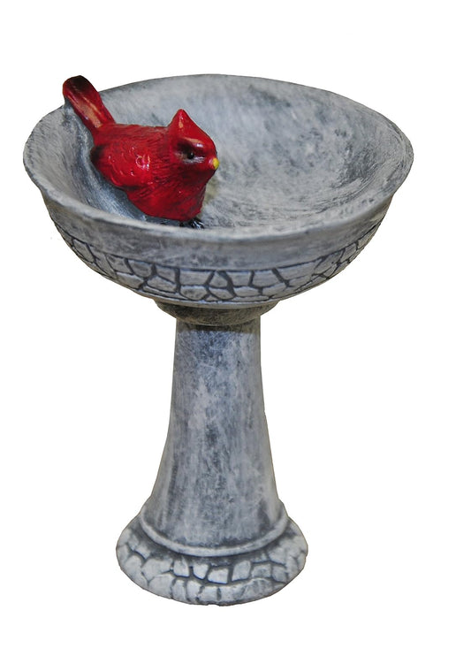 G & F PRODUCTS MiniGardenn - Púa de baño de pájaros Cardenal, Miniatura de poliresina de 2.25 Pulgadas con estaca de Metal, Mini Kit de decoración para Exteriores, Accesorio de Adorno de Hadas para
