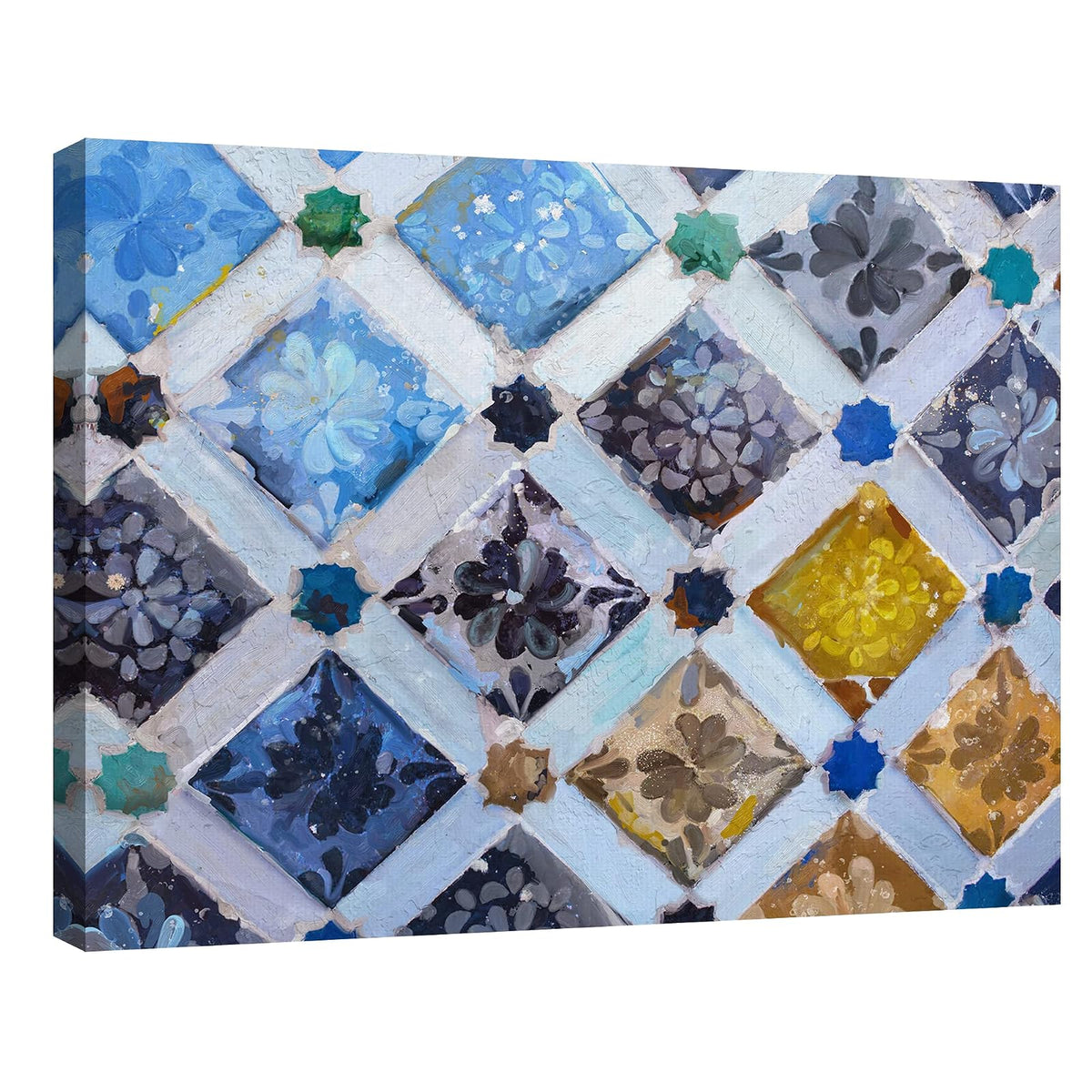 Fine Art Tj - Cuadro Decorativo Azulejos españoles - Decoracion de Pared, canvas, cuadros, lienzo, impresión, decoracion de interiores, cuadros para sala, arte, enbellecido, hogar.
