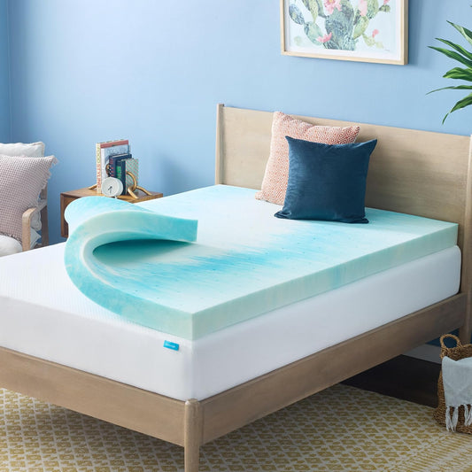 Linenspa Colchoneta de Memory Foam con Gel - Topper para Colchón - 10 CM - Individual Extra Largo - Liso