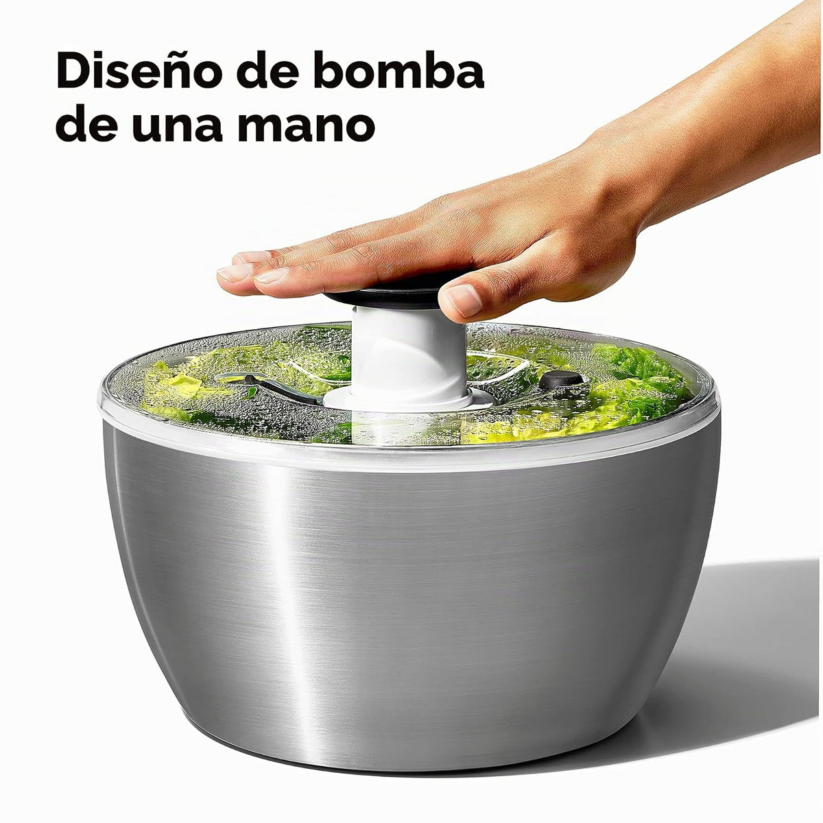 OXO 1071497 Centrifugador Ensalada Acero, 26.6 cm