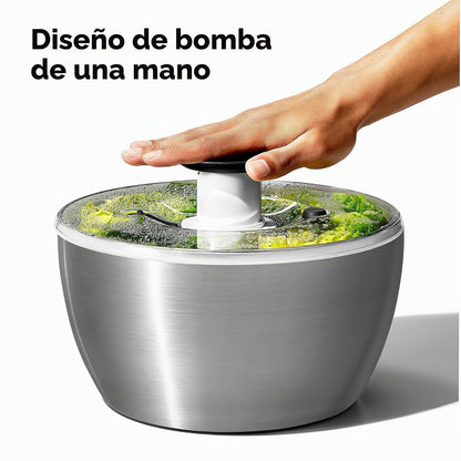 OXO 1071497 Centrifugador Ensalada Acero, 26.6 cm