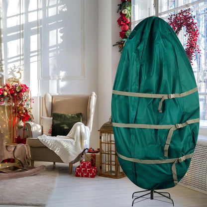 Tiny Tim Totes - Bolsa de almacenamiento para árbol de Navidad con cierre vertical para árboles artificiales de 9 pies con correas de hebilla y cincha (verde)